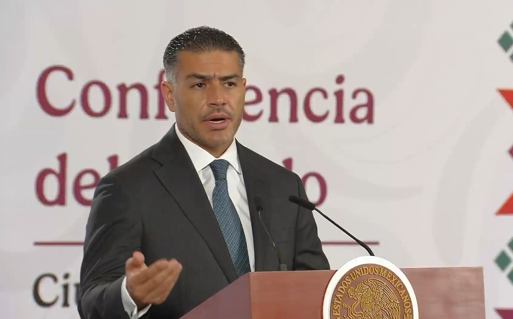 Omar García Harfuch. Captura de pantalla de la transmisión del 31 de julio de 2026. Omar García Harfuch. Captura de pantalla de la transmisión del 31 de julio de 2026.