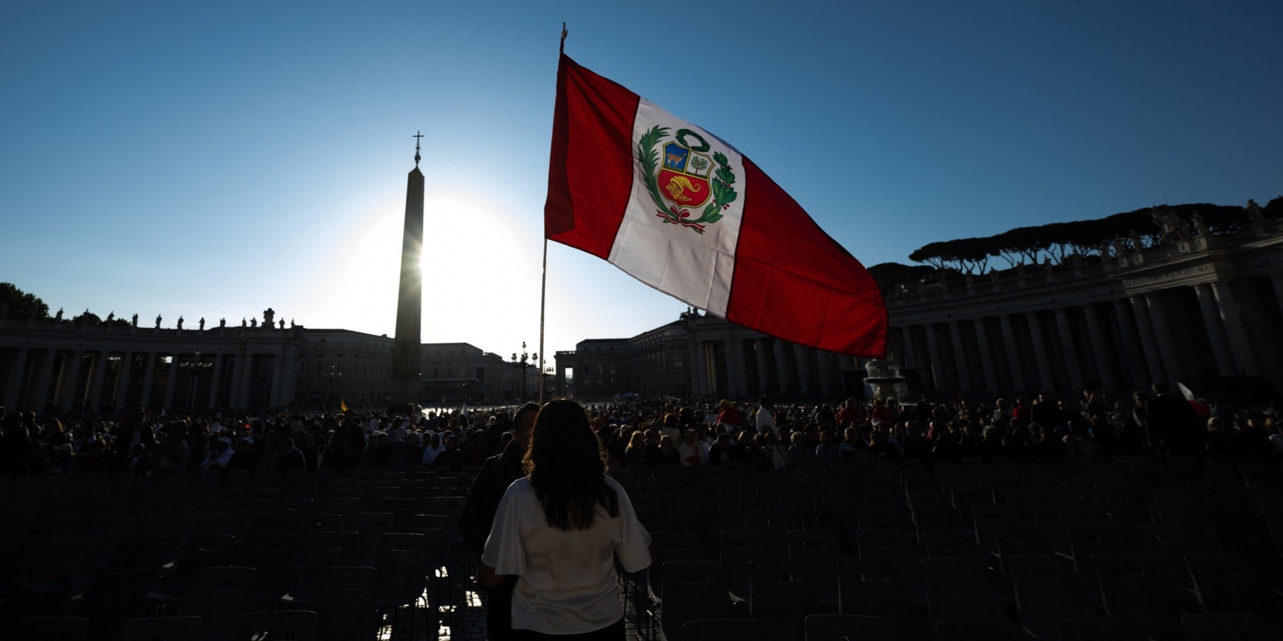 The Peruvian flag flies high at Saint Peter's Square on the morning of May 18, 2025. Picture by Marcin Mazur for the Catholic Church of England and Wales @ www.flickr.com/photos/catholicism/54529632780/in/photostream/. The Peruvian flag flies high at Saint Peter's Square on the morning of May 18, 2025. Picture by Marcin Mazur for the Catholic Church of England and Wales @ www.flickr.com/photos/catholicism/54529632780/in/photostream/.