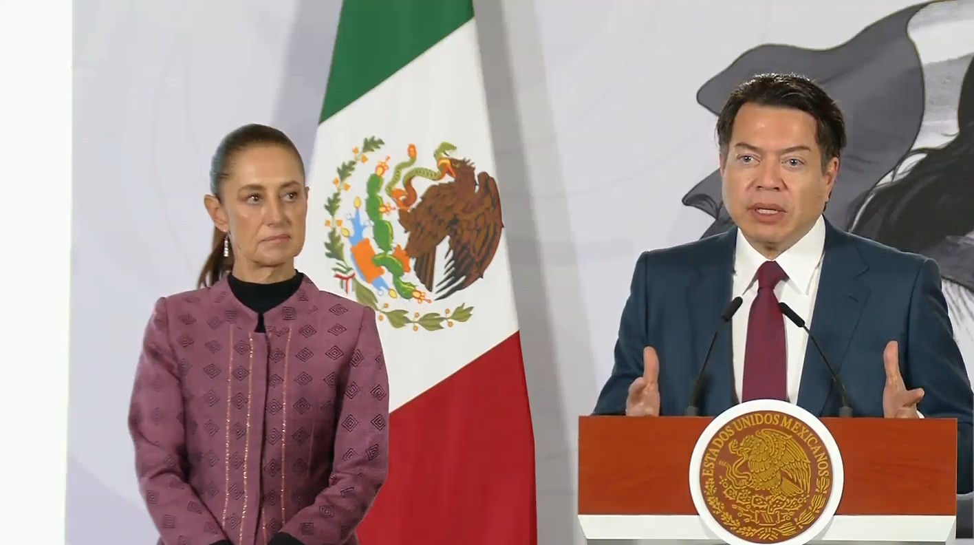 Sheinbaum y Mario Delgado, 17 de agosto de 2026. Captura de pantalla.