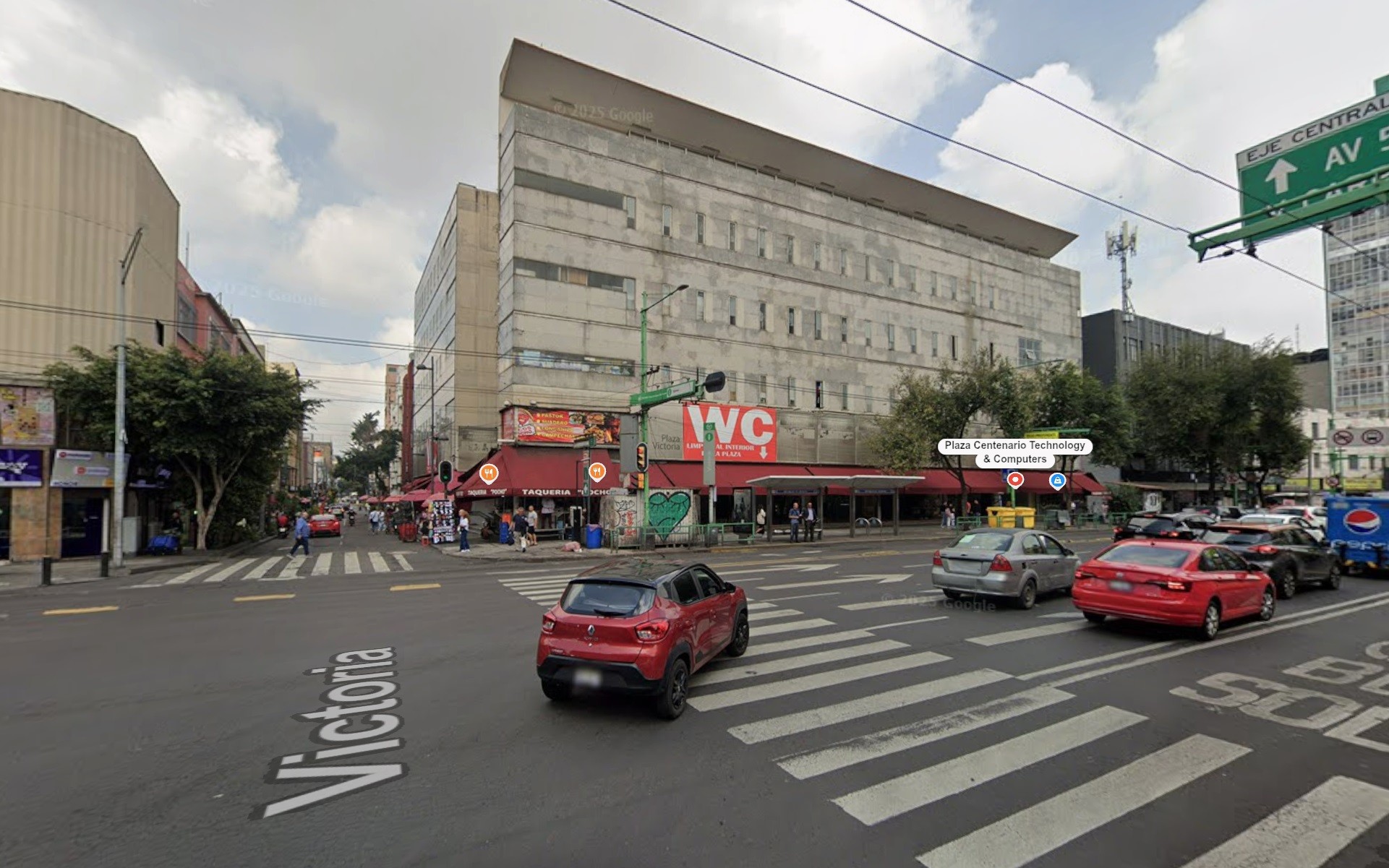 The new building at the corner of San Juan de Letrán Avenue and Victoria Street in downtown Mexico City. Picture from Google Maps.