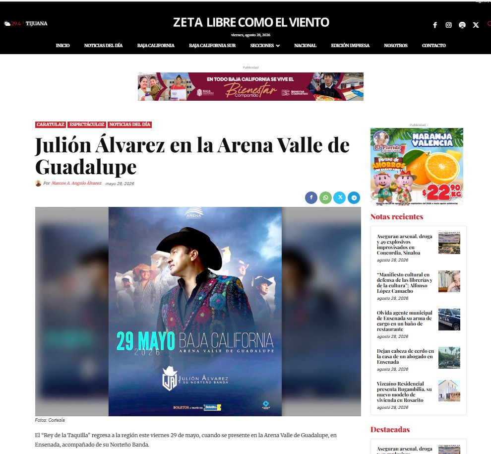 Publicidad en Zeta de una de las empresas de la red Salgado-Santelices.